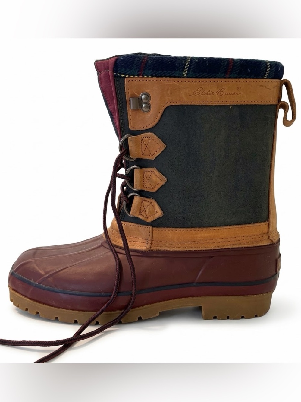 NWOT Eddie Bauer heritage Shearling Duck Boot Korean made sz 9 leather+rubber